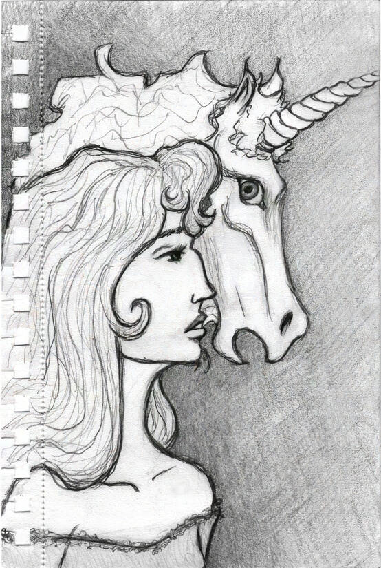 The Unicorn Amalthea | frame redraw from The Last Unicorn (Film) | pencil on paper