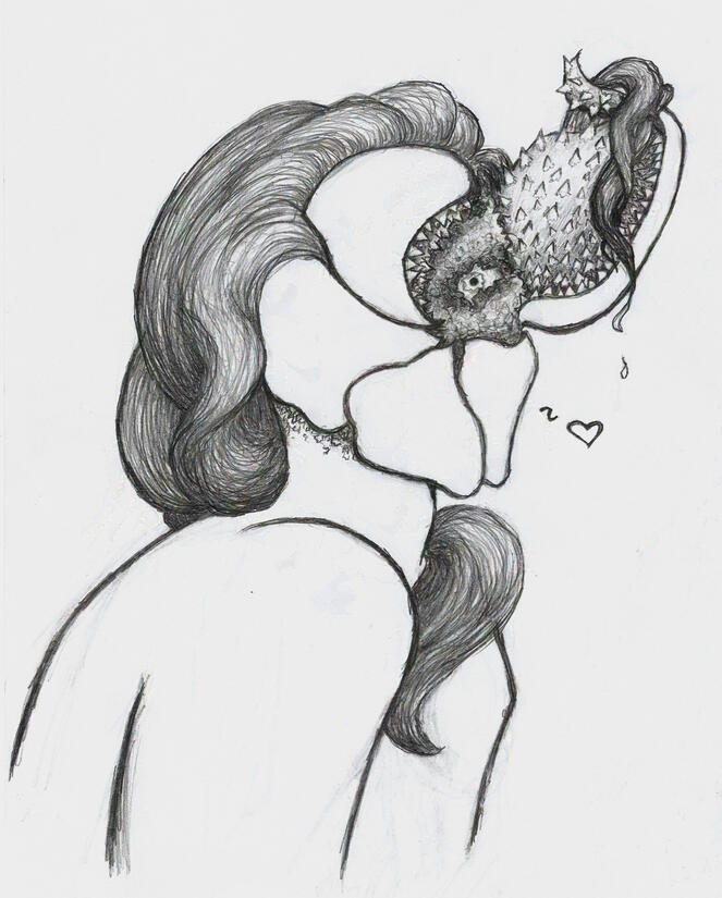 Demille the Demo-girl-gon | Original Character inspired by Stranger Things (TV) | pencil on paper