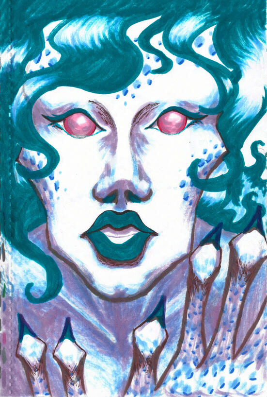 Face of a Curious Siren | marker on paper