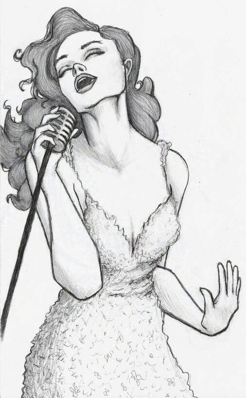 Starling Singer Girl | pencil on paper